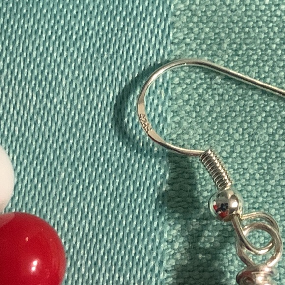 Patriotic Red, White, and Blue Beaded Hoop Earrings - Picture 8 of 8